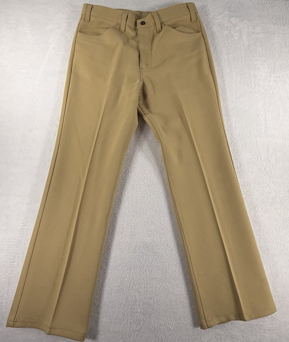 Vintage 80s Levi’s 517 Sta-Pressed Men’s 34x32 Tan Bootcut Trousers USA